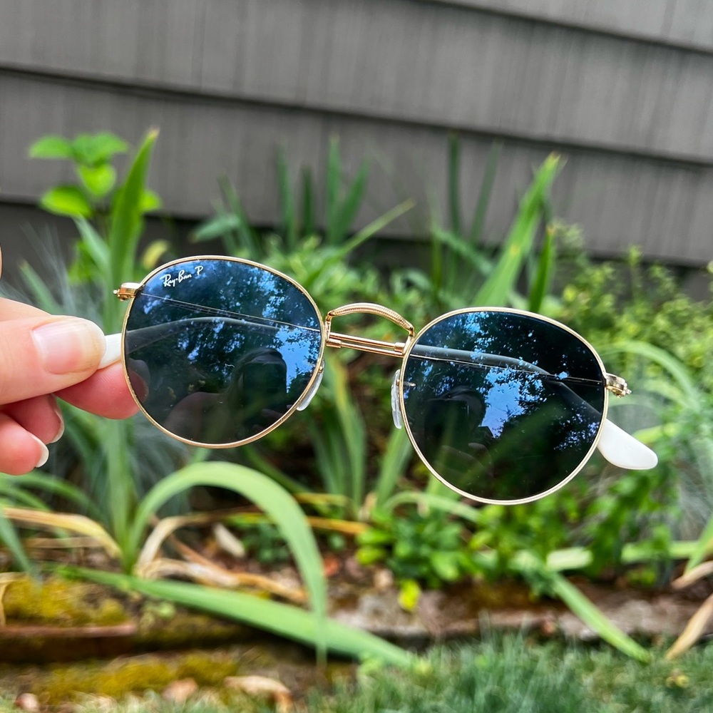 Ray-Ban Polarized Blue Flash Round Sunglasses